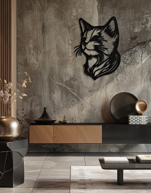 Load image into Gallery viewer, Graceful Cat Head Silhouette Metal Wall Art – Feline-Inspired Decorative Piece- KAF684
