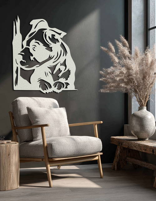 Load image into Gallery viewer, Cute Puppy Peeking Silhouette Metal Wall Art – Adorable Dog Decor for Pet Lovers- KAF685
