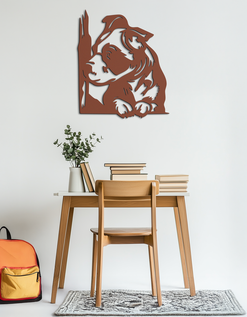 Load image into Gallery viewer, Cute Puppy Peeking Silhouette Metal Wall Art – Adorable Dog Decor for Pet Lovers- KAF685