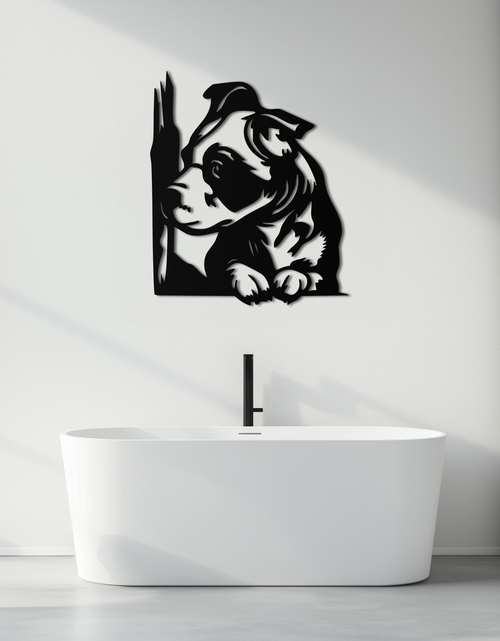 Load image into Gallery viewer, Cute Puppy Peeking Silhouette Metal Wall Art – Adorable Dog Decor for Pet Lovers- KAF685