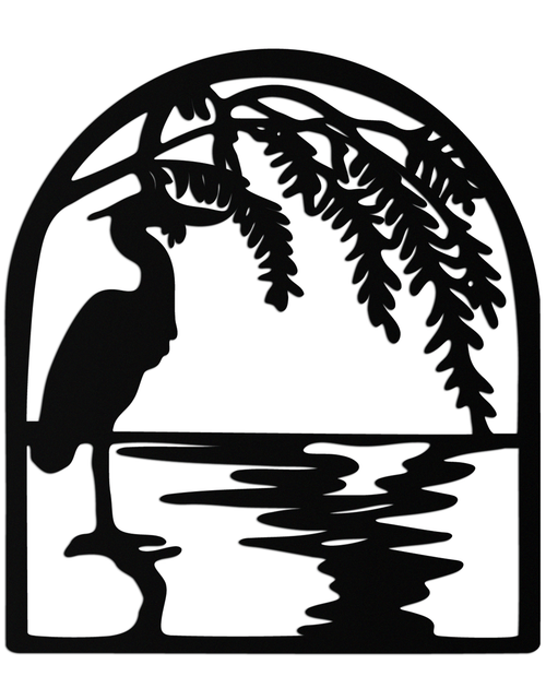 Load image into Gallery viewer, Flamingo Lake Scene Metal Wall Art – Tranquil Nature-Inspired Silhouette for Home Decor- KAF686