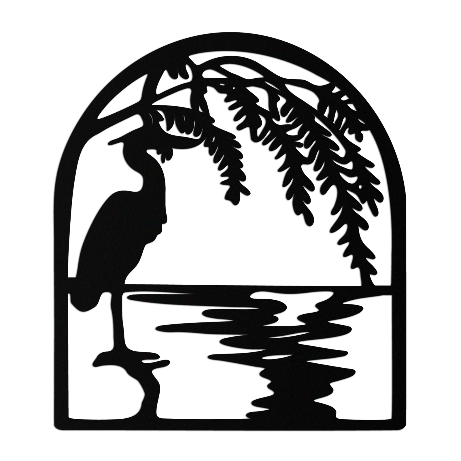 Flamingo Lake Scene Metal Wall Art – Tranquil Nature-Inspired Silhouette for Home Decor- KAF686