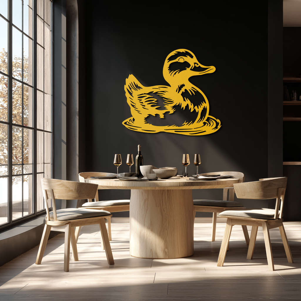 Duckling Metal Wall Art – Adorable Animal Silhouette for Farmhouse or Kids' Room Decor- KAF688
