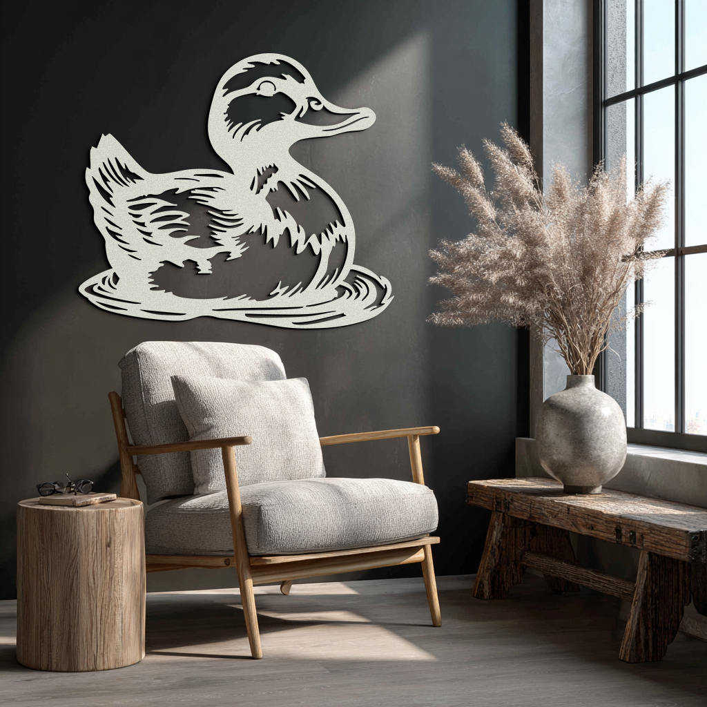 Duckling Metal Wall Art – Adorable Animal Silhouette for Farmhouse or Kids' Room Decor- KAF688