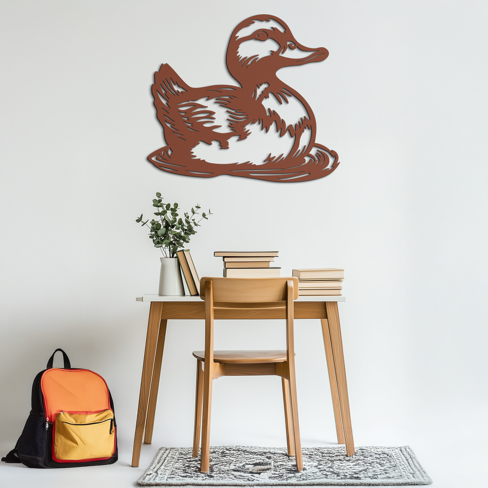 Duckling Metal Wall Art – Adorable Animal Silhouette for Farmhouse or Kids' Room Decor- KAF688