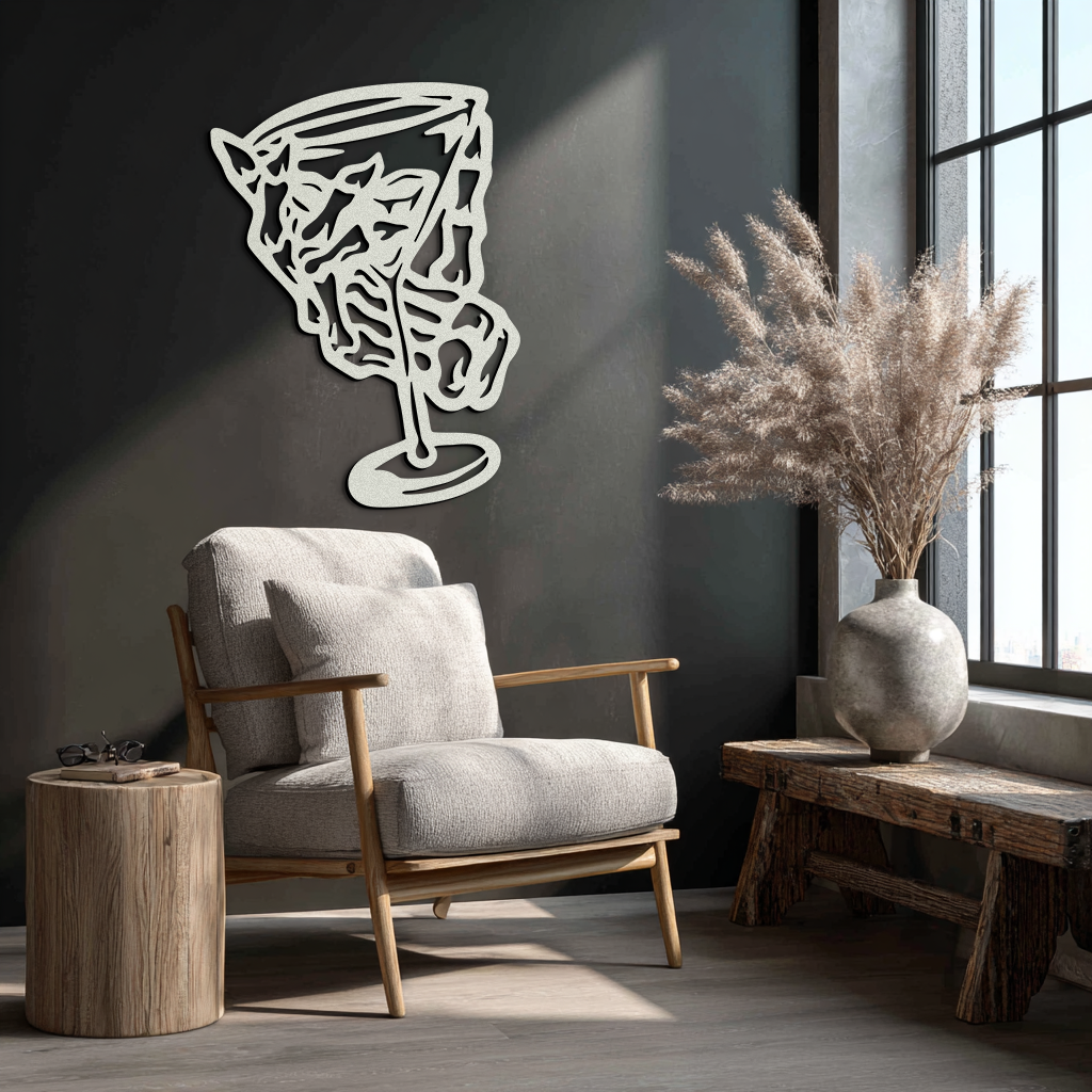 Wine Glass Silhouette Metal Wall Art – Artistic Bar Decor for Wine Lovers- KAF689