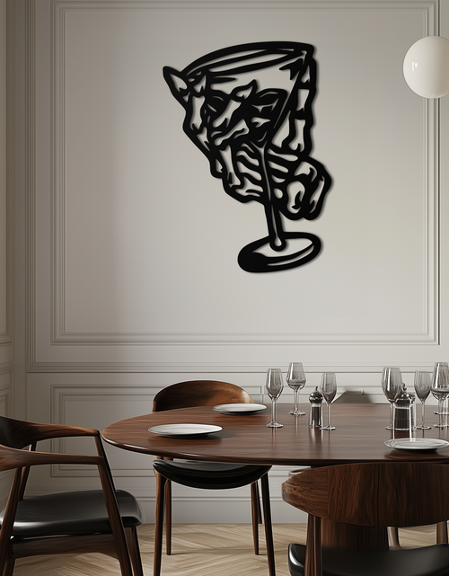 Load image into Gallery viewer, Wine Glass Silhouette Metal Wall Art – Artistic Bar Decor for Wine Lovers- KAF689