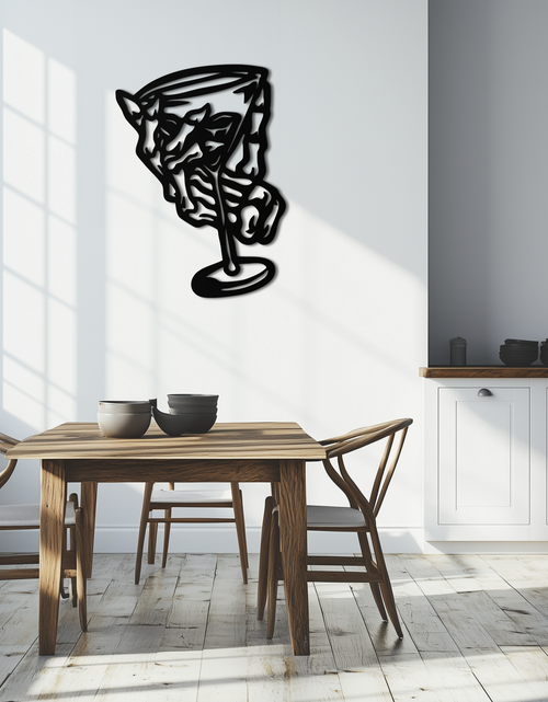 Load image into Gallery viewer, Wine Glass Silhouette Metal Wall Art – Artistic Bar Decor for Wine Lovers- KAF689