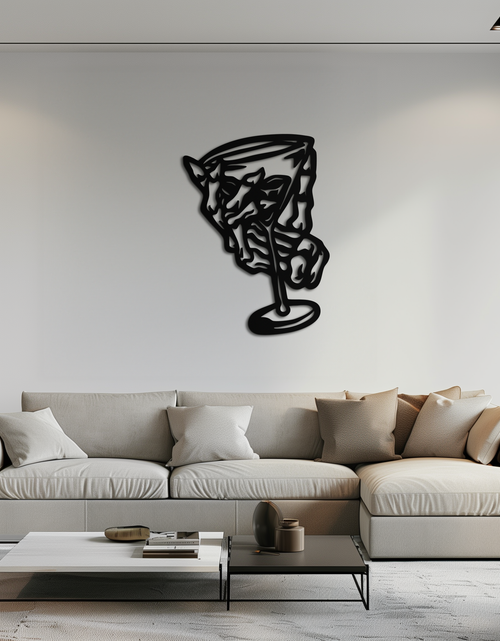 Load image into Gallery viewer, Wine Glass Silhouette Metal Wall Art – Artistic Bar Decor for Wine Lovers- KAF689