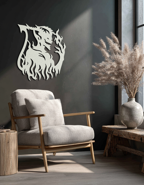 Load image into Gallery viewer, Flame Demon Silhouette Metal Wall Art – Fiery Devil Design for Bold Interiors- KAF690