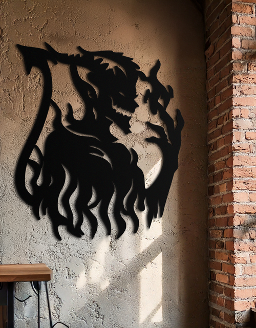 Load image into Gallery viewer, Flame Demon Silhouette Metal Wall Art – Fiery Devil Design for Bold Interiors- KAF690