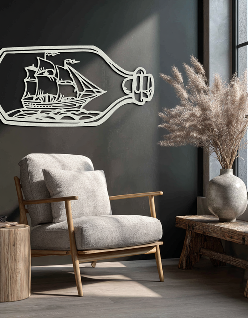 Load image into Gallery viewer, Sailboat in a Bottle Metal Wall Art – Nautical-Inspired Silhouette for Ocean Dreamers- KAF692