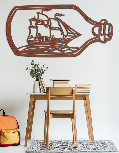 Load image into Gallery viewer, Sailboat in a Bottle Metal Wall Art – Nautical-Inspired Silhouette for Ocean Dreamers- KAF692