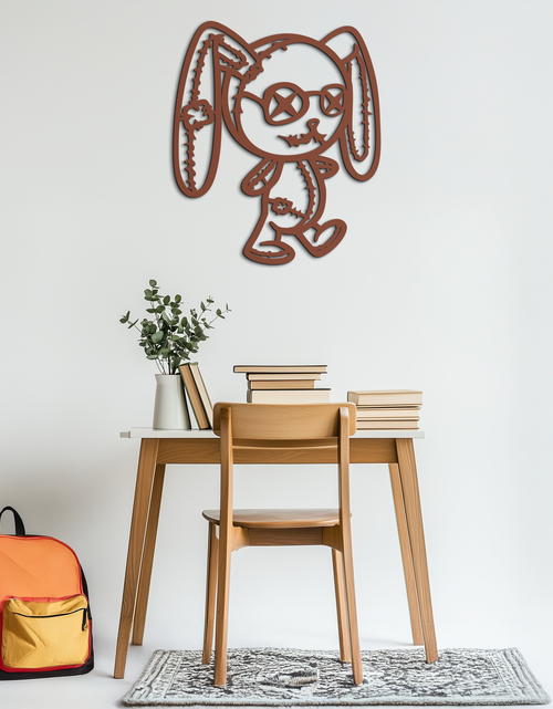 Load image into Gallery viewer, Patchwork Bunny Metal Wall Art – Whimsical Silhouette Design for Cozy Spaces- KAF693