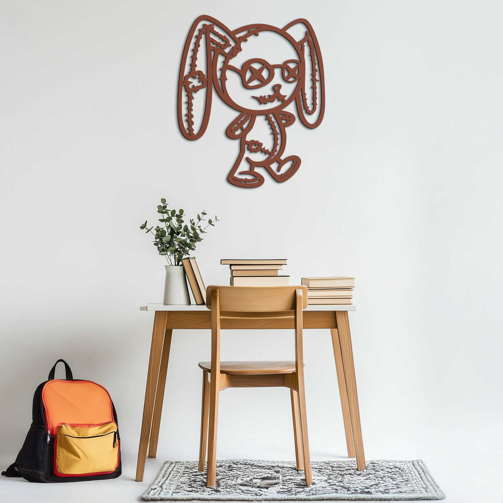 Patchwork Bunny Metal Wall Art – Whimsical Silhouette Design for Cozy Spaces- KAF693
