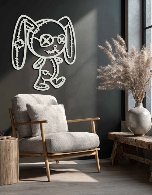 Load image into Gallery viewer, Patchwork Bunny Metal Wall Art – Whimsical Silhouette Design for Cozy Spaces- KAF693