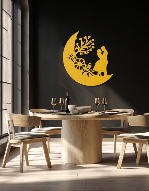 Load image into Gallery viewer, : Lovers on the Moon Metal Wall Art – Romantic Silhouette for Dreamy Interiors- KAF695