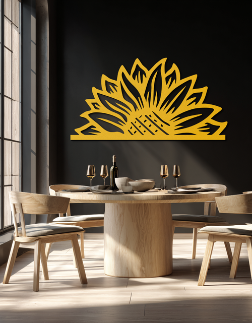 Load image into Gallery viewer, Half Sunflower Metal Wall Art – Nature-Inspired Floral Silhouette for Bright Interiors- KAF696