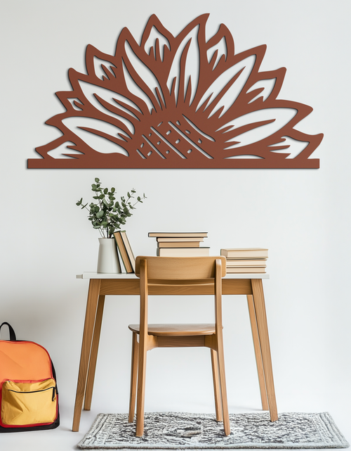 Load image into Gallery viewer, Half Sunflower Metal Wall Art – Nature-Inspired Floral Silhouette for Bright Interiors- KAF696
