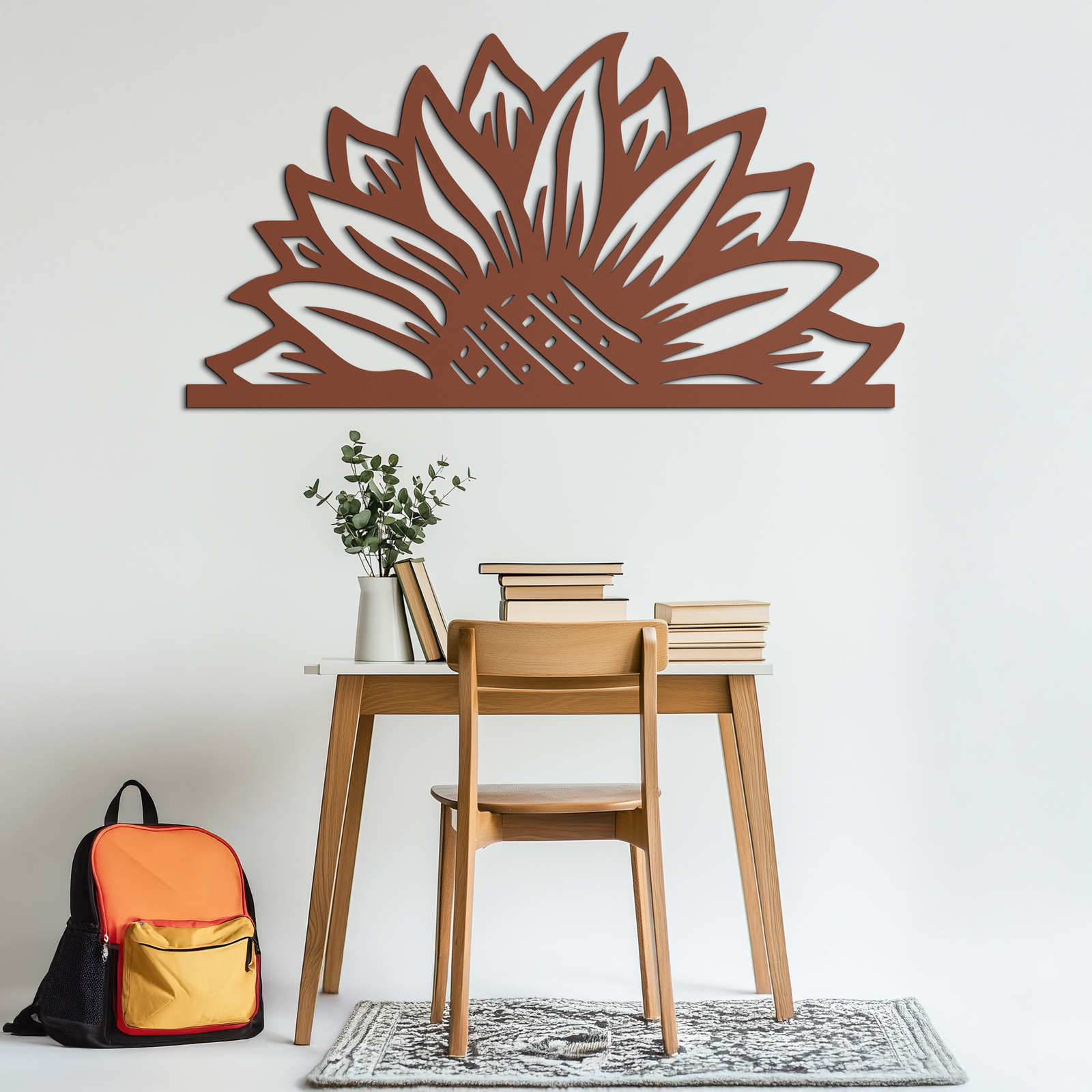 Half Sunflower Metal Wall Art – Nature-Inspired Floral Silhouette for Bright Interiors- KAF696
