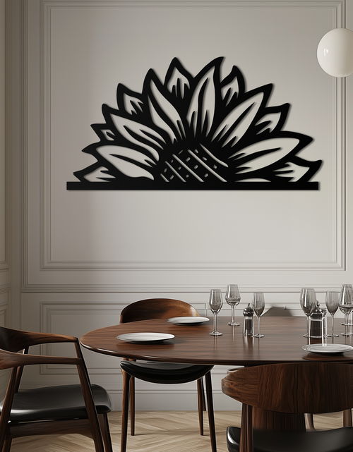 Load image into Gallery viewer, Half Sunflower Metal Wall Art – Nature-Inspired Floral Silhouette for Bright Interiors- KAF696