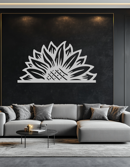 Load image into Gallery viewer, Half Sunflower Metal Wall Art – Nature-Inspired Floral Silhouette for Bright Interiors- KAF696