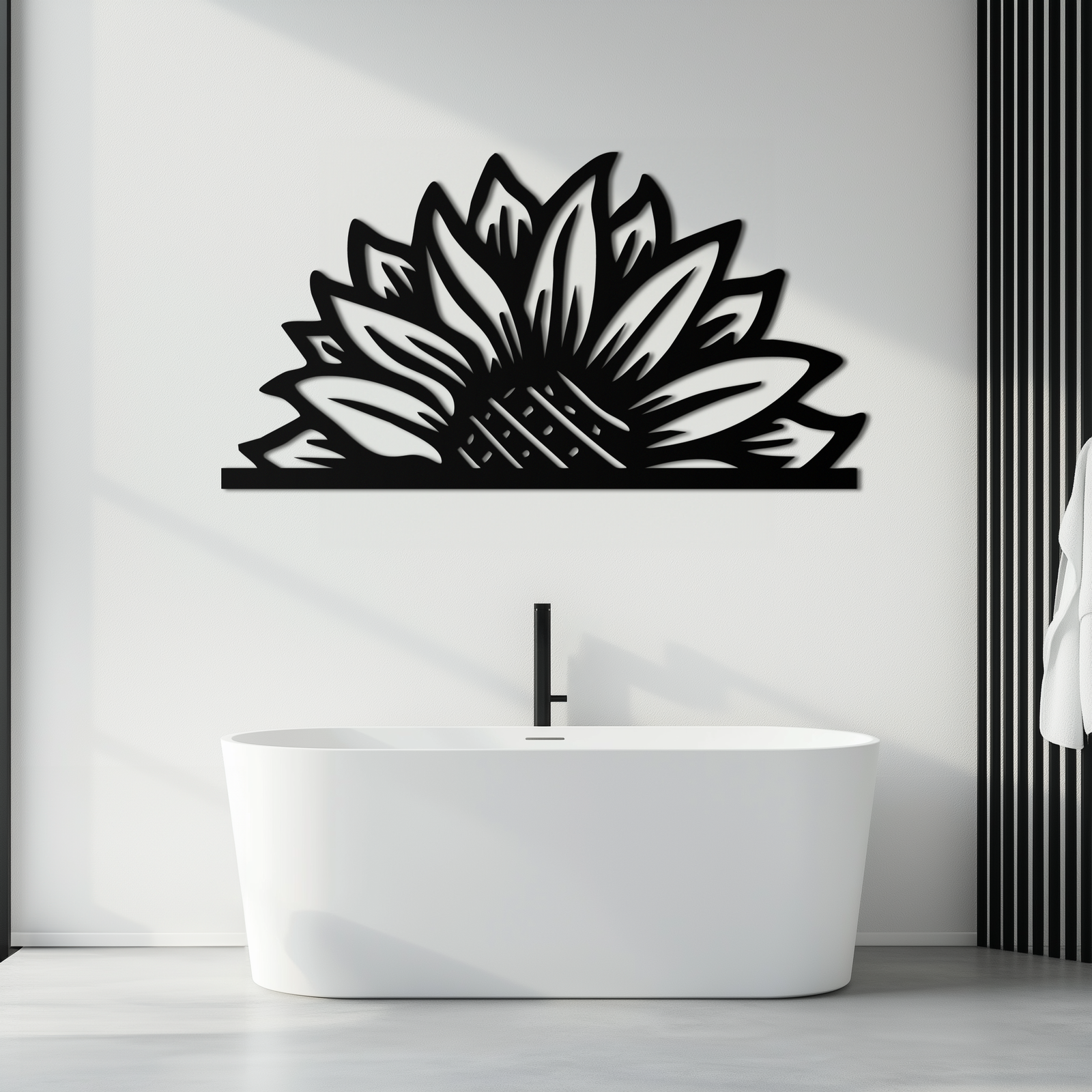 Half Sunflower Metal Wall Art – Nature-Inspired Floral Silhouette for Bright Interiors- KAF696