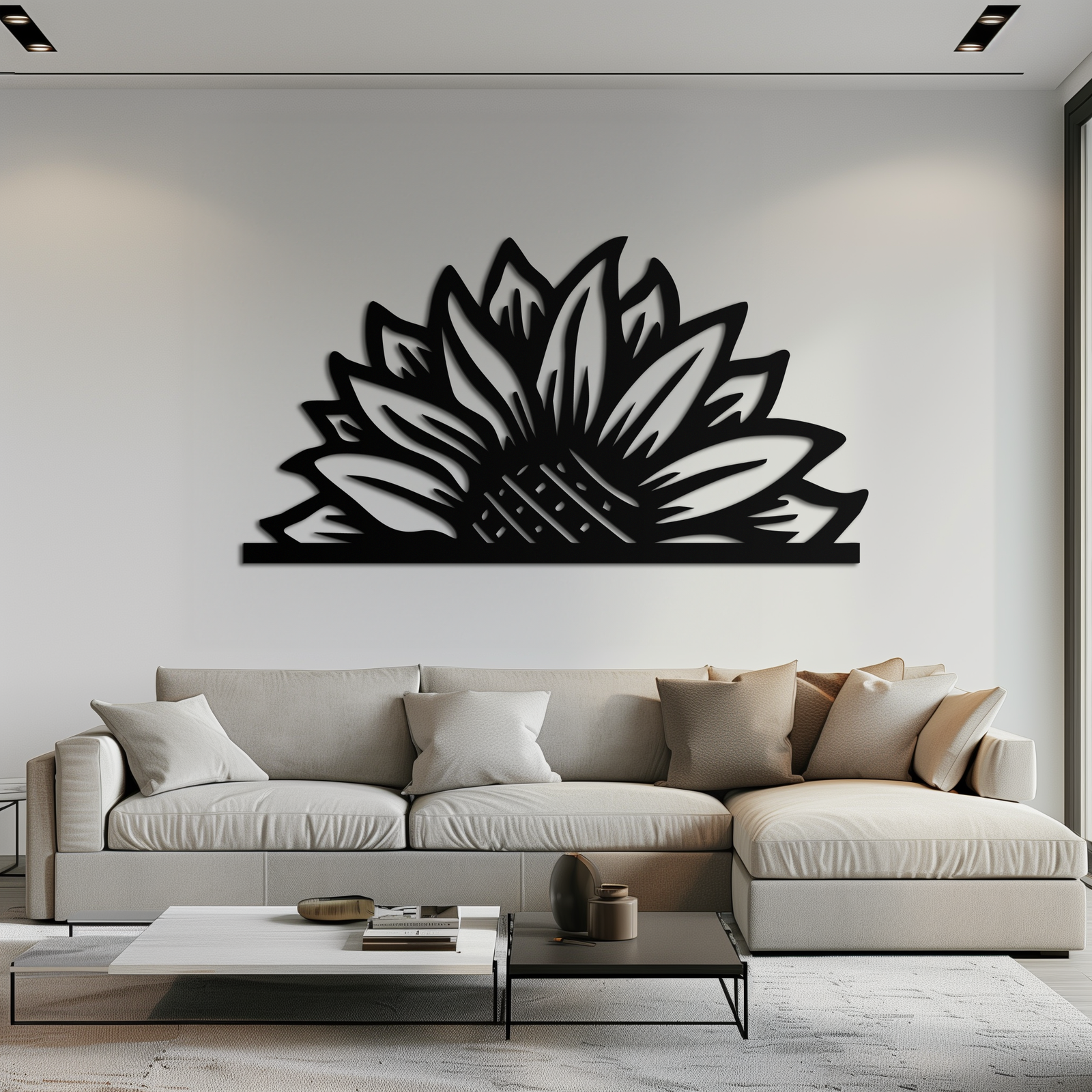 Half Sunflower Metal Wall Art – Nature-Inspired Floral Silhouette for Bright Interiors- KAF696