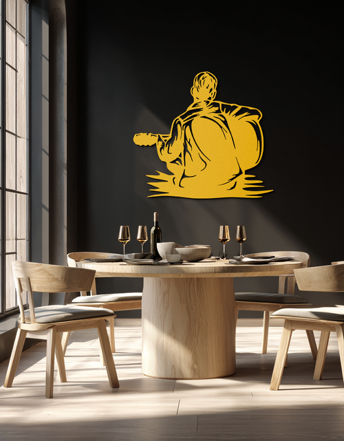 Load image into Gallery viewer, Guitar Boy Metal Wall Art – Musical Silhouette Design for Kids’ Rooms and Music Corners- KAF697