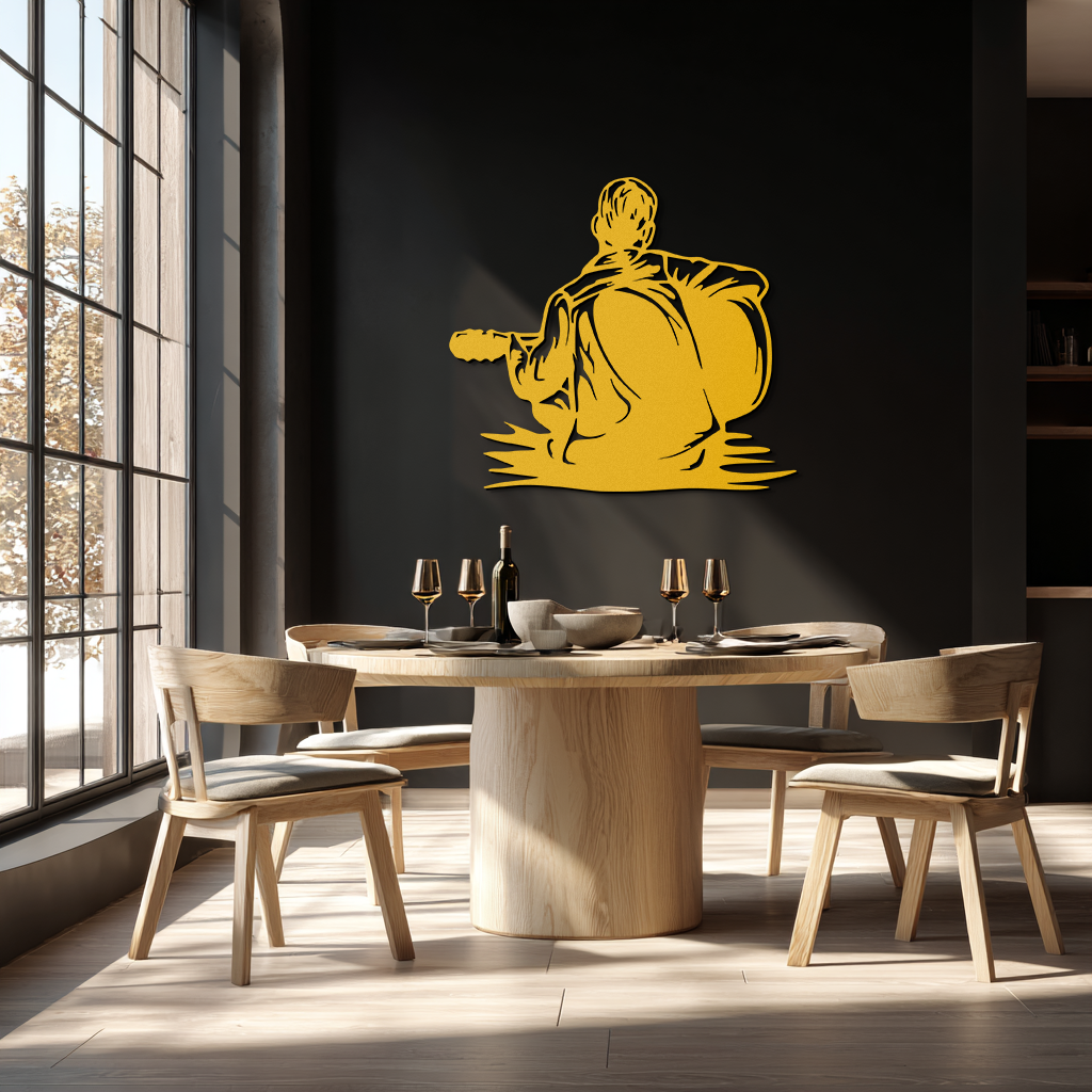 Guitar Boy Metal Wall Art – Musical Silhouette Design for Kids’ Rooms and Music Corners- KAF697