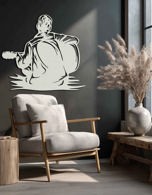 Load image into Gallery viewer, Guitar Boy Metal Wall Art – Musical Silhouette Design for Kids’ Rooms and Music Corners- KAF697