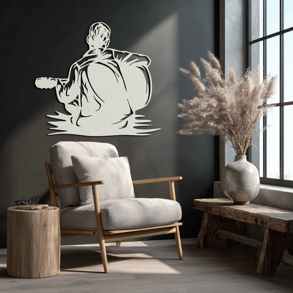 Guitar Boy Metal Wall Art – Musical Silhouette Design for Kids’ Rooms and Music Corners- KAF697