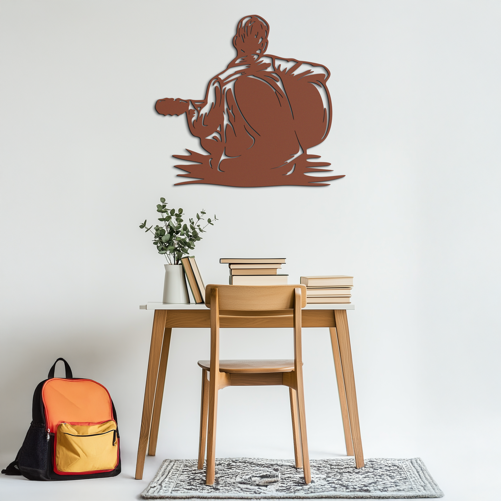 Guitar Boy Metal Wall Art – Musical Silhouette Design for Kids’ Rooms and Music Corners- KAF697