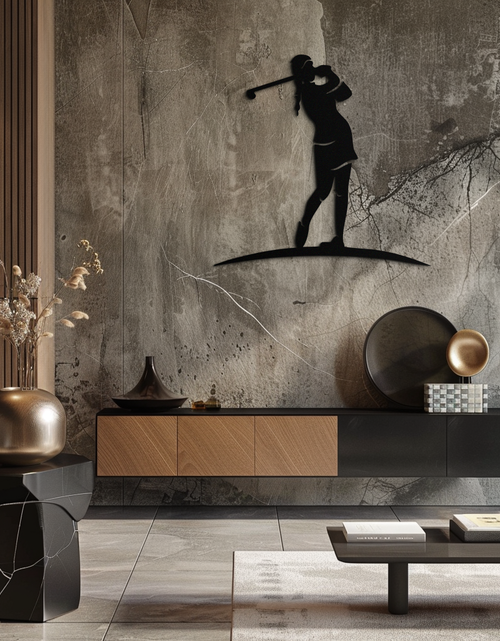 Load image into Gallery viewer, Female Golfer Metal Wall Art – Elegant Sports Silhouette for Modern Spaces- KAF698