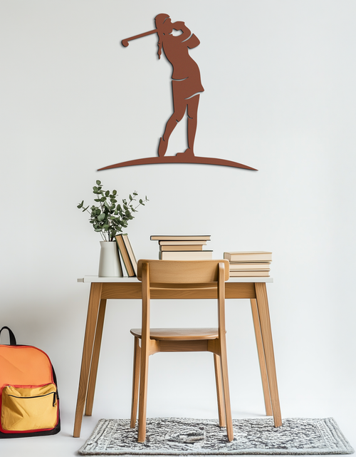 Load image into Gallery viewer, Female Golfer Metal Wall Art – Elegant Sports Silhouette for Modern Spaces- KAF698