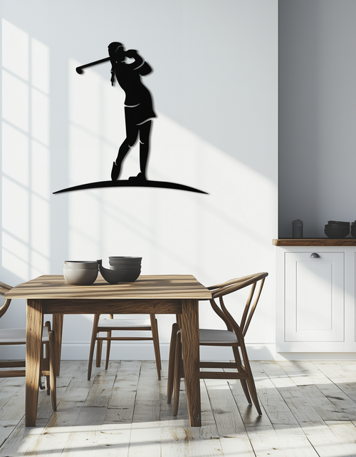 Load image into Gallery viewer, Female Golfer Metal Wall Art – Elegant Sports Silhouette for Modern Spaces- KAF698