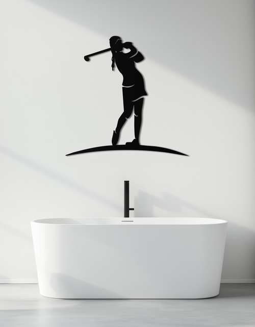 Load image into Gallery viewer, Female Golfer Metal Wall Art – Elegant Sports Silhouette for Modern Spaces- KAF698