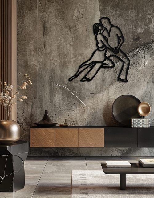 Load image into Gallery viewer, Passionate Dance Metal Wall Art – Romantic Couple Silhouette Home Decor- KAF705