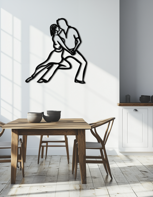 Load image into Gallery viewer, Passionate Dance Metal Wall Art – Romantic Couple Silhouette Home Decor- KAF705