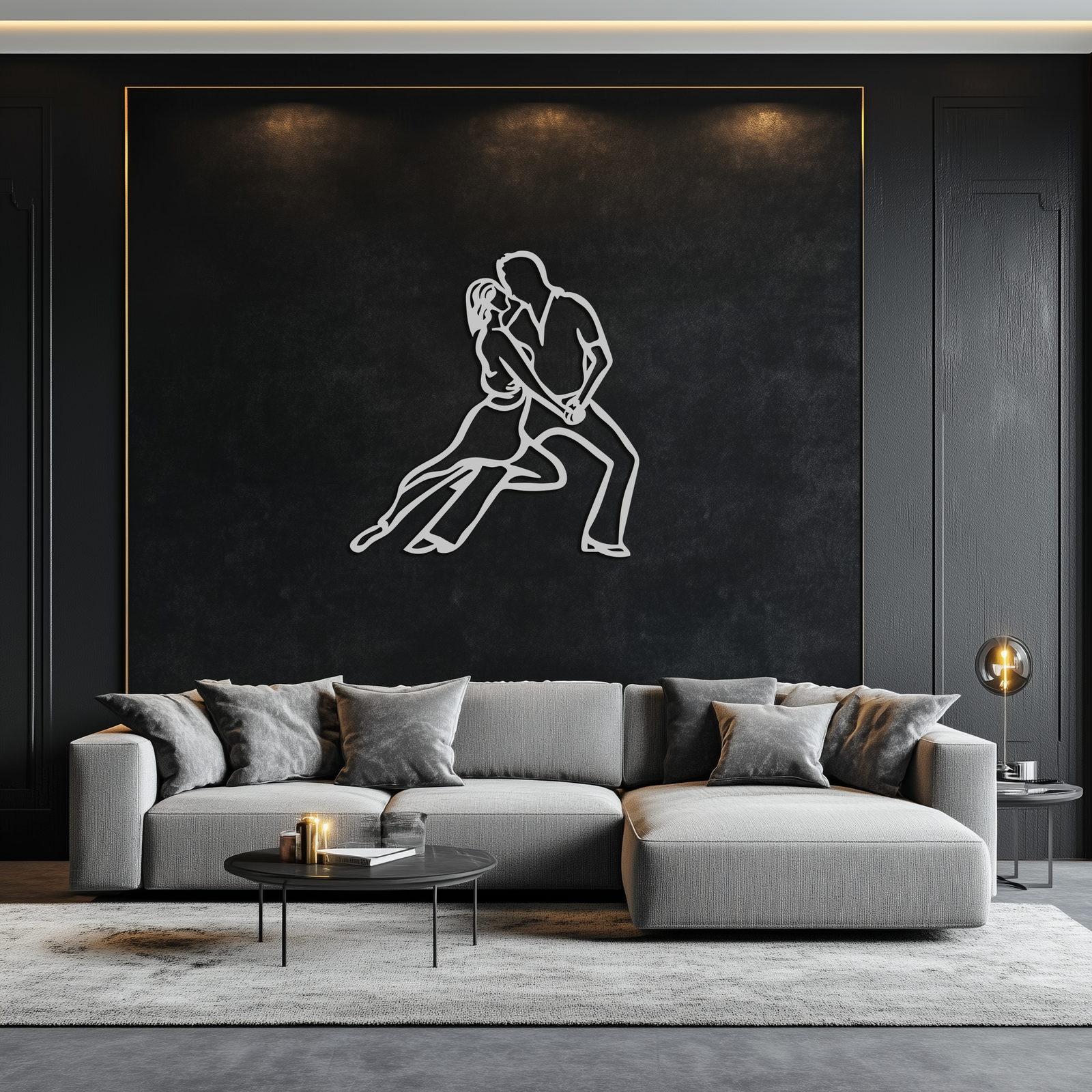 Passionate Dance Metal Wall Art – Romantic Couple Silhouette Home Decor- KAF705