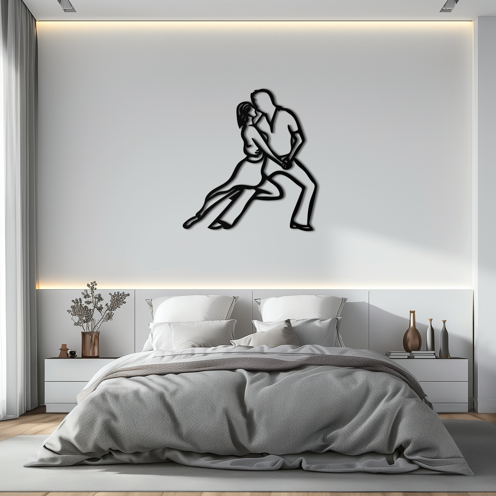 Passionate Dance Metal Wall Art – Romantic Couple Silhouette Home Decor- KAF705
