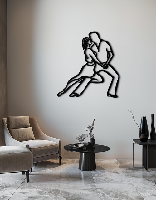 Load image into Gallery viewer, Passionate Dance Metal Wall Art – Romantic Couple Silhouette Home Decor- KAF705