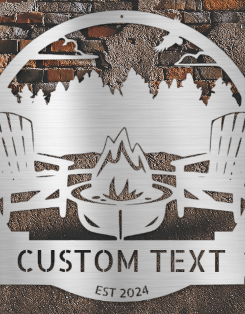 Load image into Gallery viewer, Lake Scene Metal Sign - Personalized Gifts - Custom Campfire and Camper Decor Sign