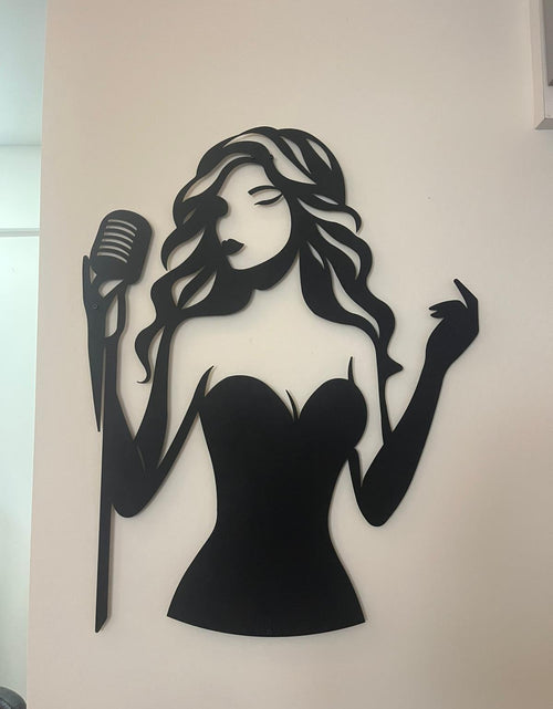 Load image into Gallery viewer, Jazz Singer Silhouette Metal Wall Art - Elegant Female Vocalist Decor - KAF355