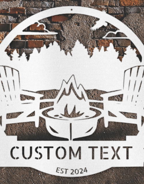 Load image into Gallery viewer, Lake Scene Metal Sign - Personalized Gifts - Custom Campfire and Camper Decor Sign