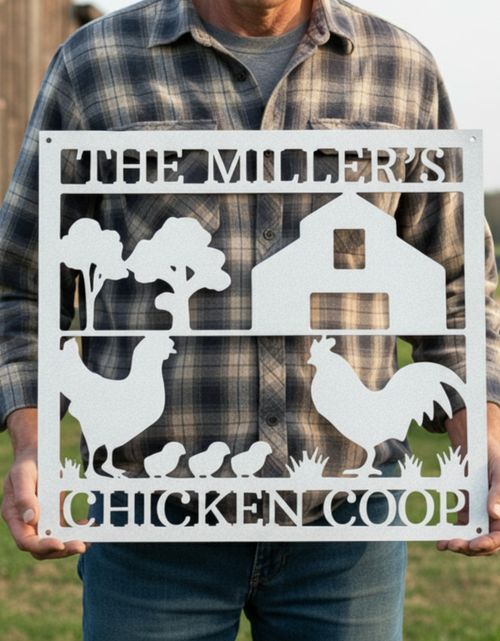 Load image into Gallery viewer, Chicken Coop Personalized Gifts - Custom Metal Sign