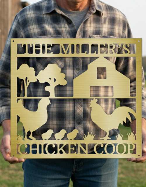 Load image into Gallery viewer, Chicken Coop Personalized Gifts - Custom Metal Sign