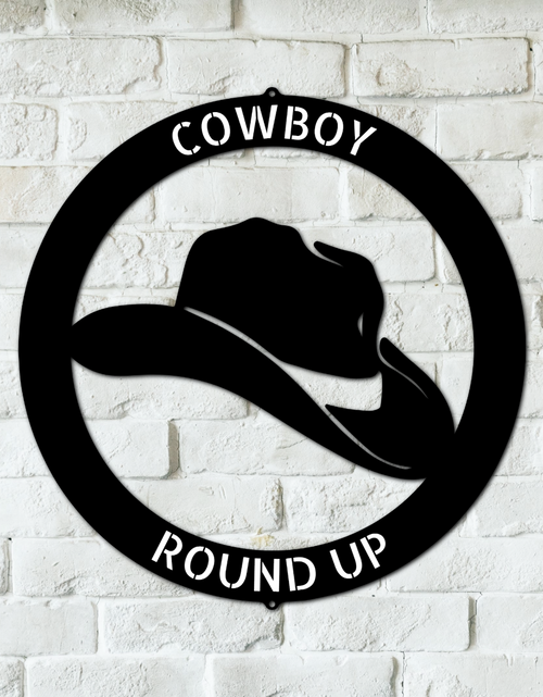 Load image into Gallery viewer, Cowboy Personalized Gifts - Custom Metal Sign