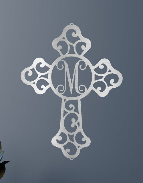 Load image into Gallery viewer, Initial Cross Personalized Gifts - Custom Metal Sign