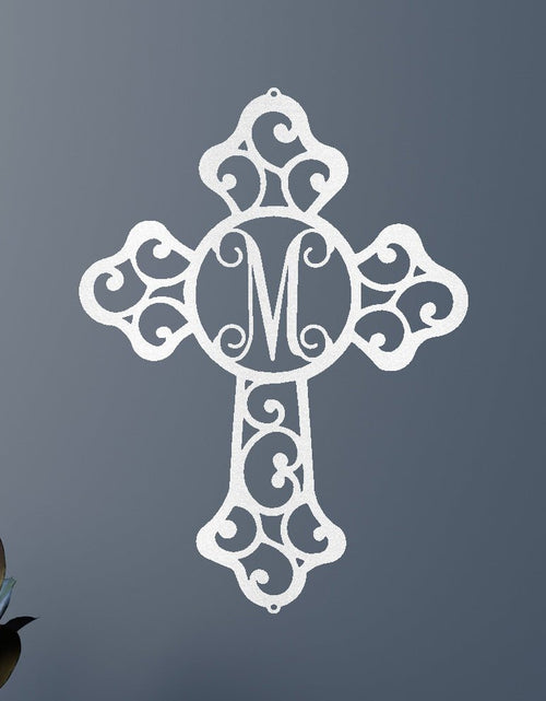 Load image into Gallery viewer, Initial Cross Personalized Gifts - Custom Metal Sign